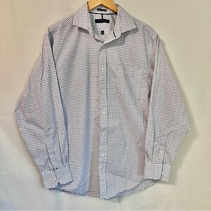 Tommy Hilfiger Men's Checkered Button Up Shirt - Navy Blue & Red Size Large